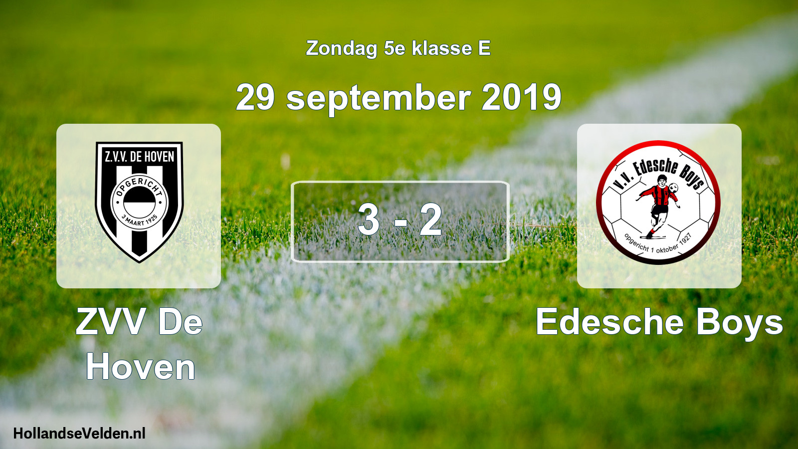 Total number of matches played: ZVV De Hoven - Edesche Boys 3 - 2 (29 September 2019)