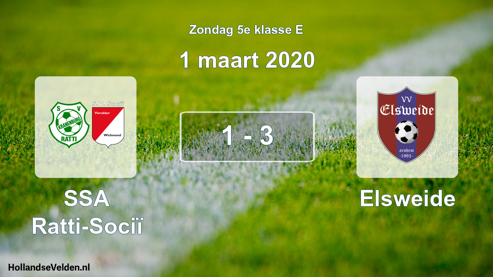Total number of matches played: SSA Ratti-Sociï - Elsweide 1 - 3 (1 March 2020)