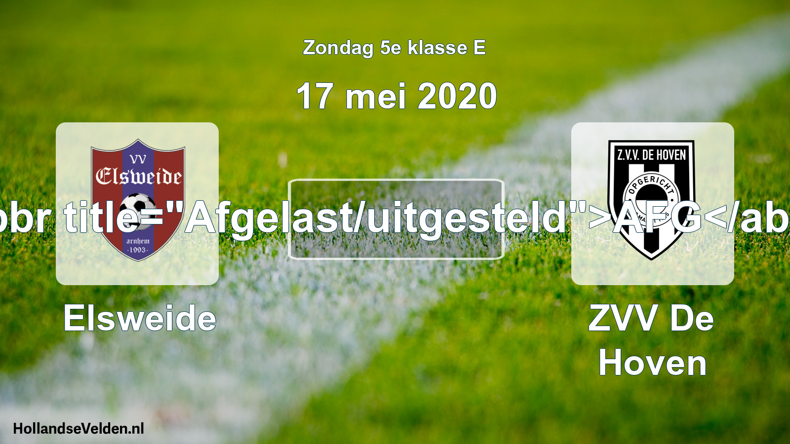 Scheduled Match: Elsweide - ZVV De Hoven (17 May 2020)