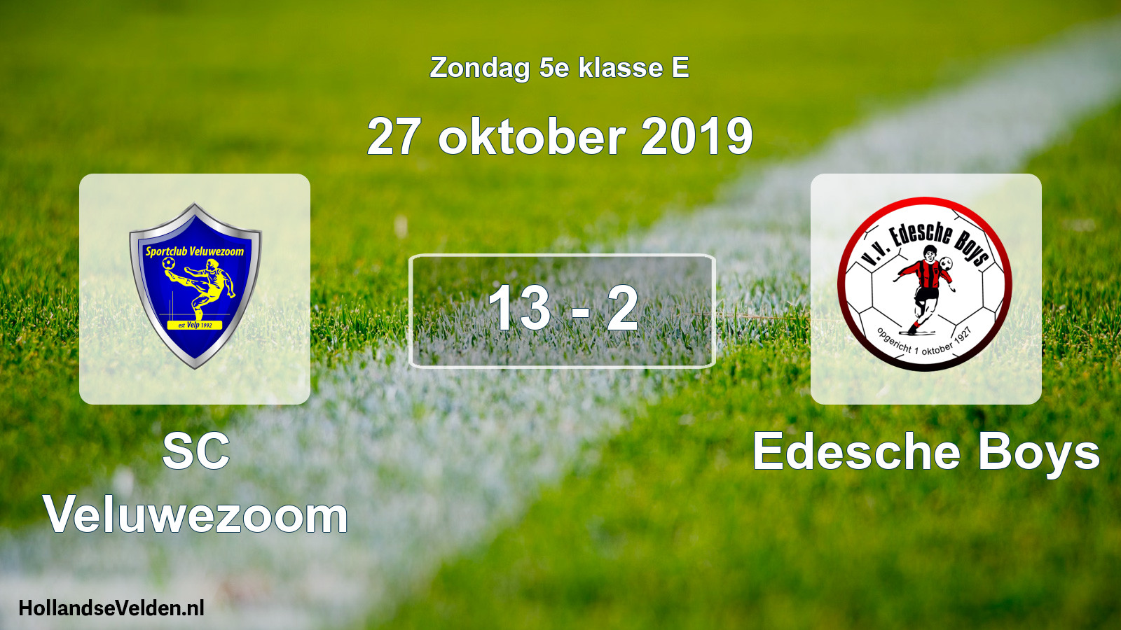 Total number of matches played: SC Veluwezoom - Edesche Boys 13 - 2 (27 October 2019)