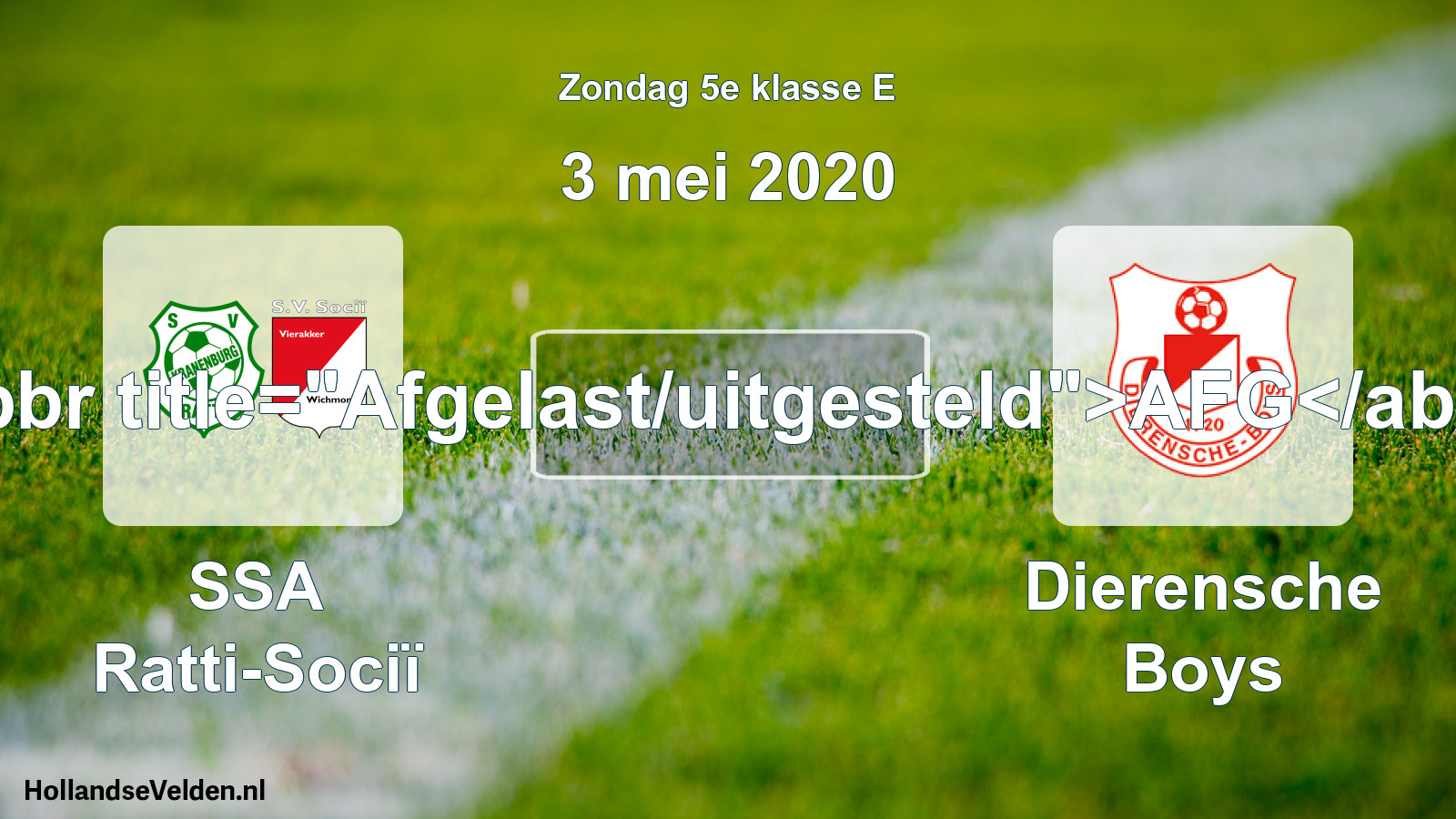 Scheduled Match: SSA Ratti-Sociï - Dierensche Boys (3 May 2020)