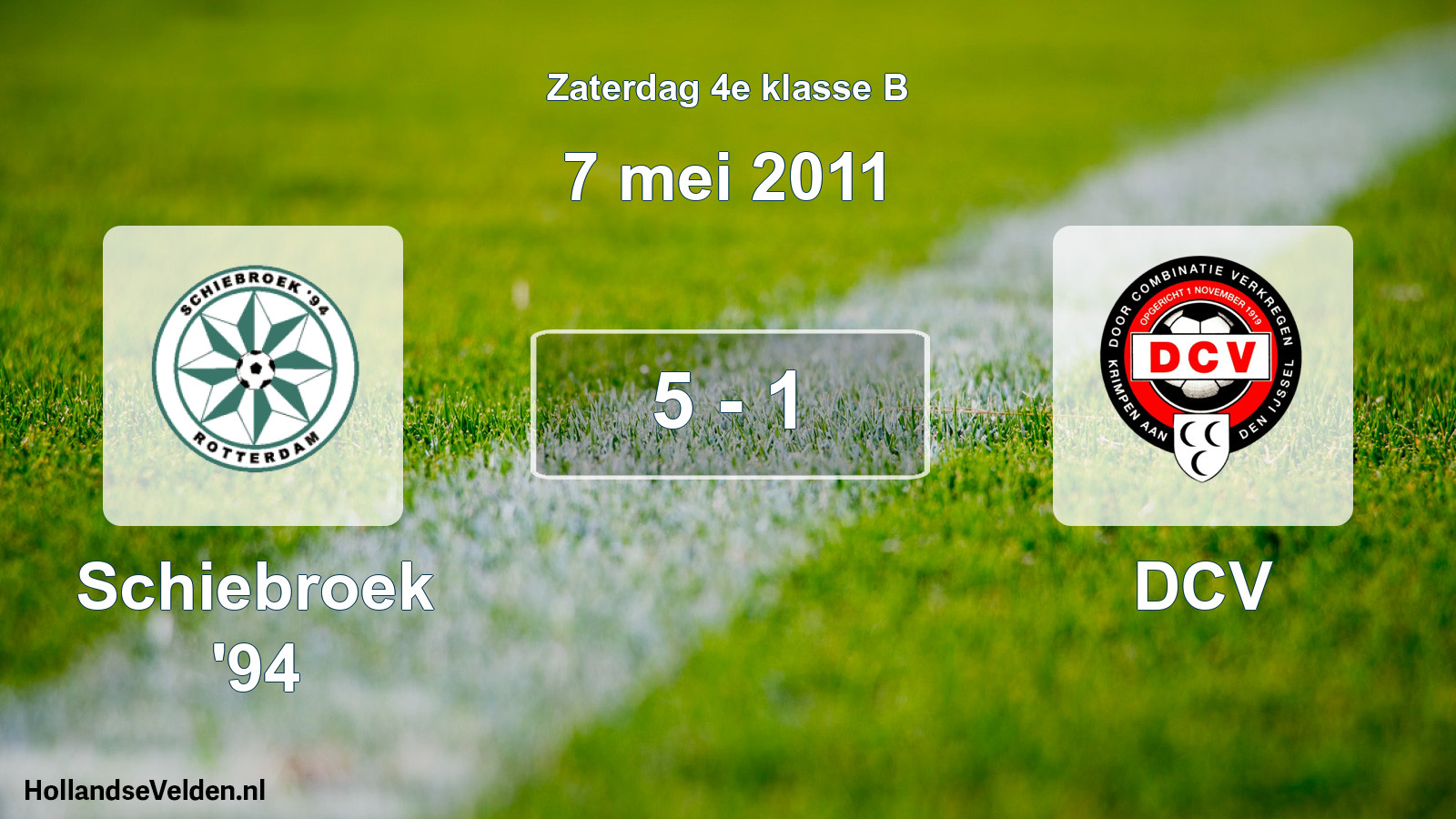 Total number of matches played: Schiebroek '94 - DCV 5 - 1 (7 May 2011)