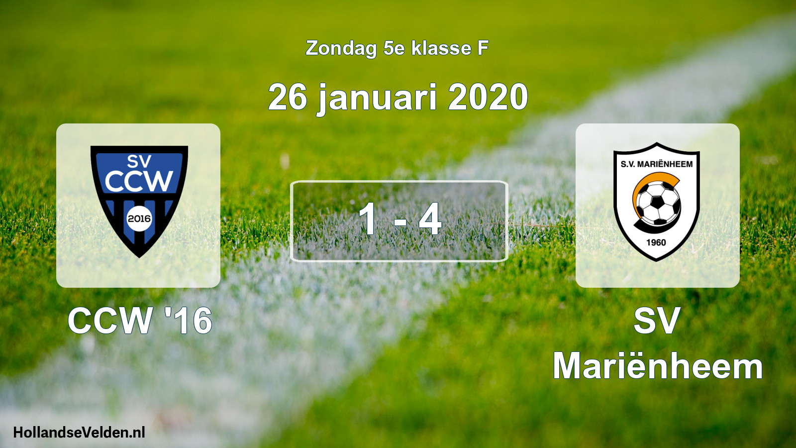 Total number of matches played: CCW '16 - SV Mariënheem 1 - 4 (26 January 2020)
