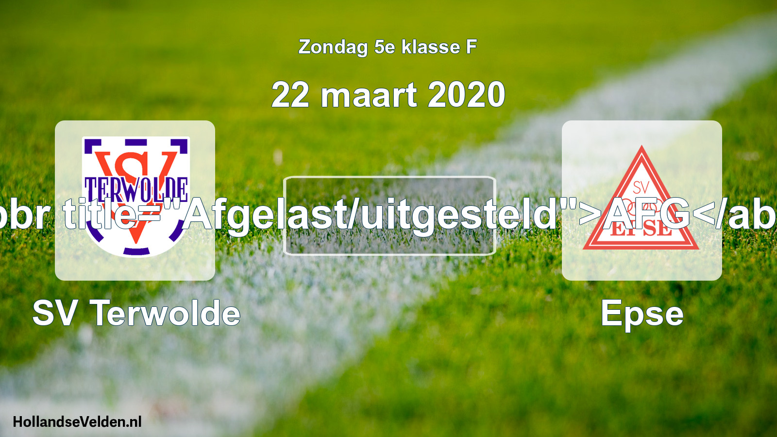 Scheduled Match: SV Terwolde - Epse (22 March 2020)