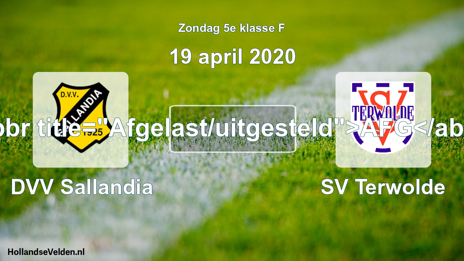 Scheduled Match: DVV Sallandia - SV Terwolde (19 April 2020)