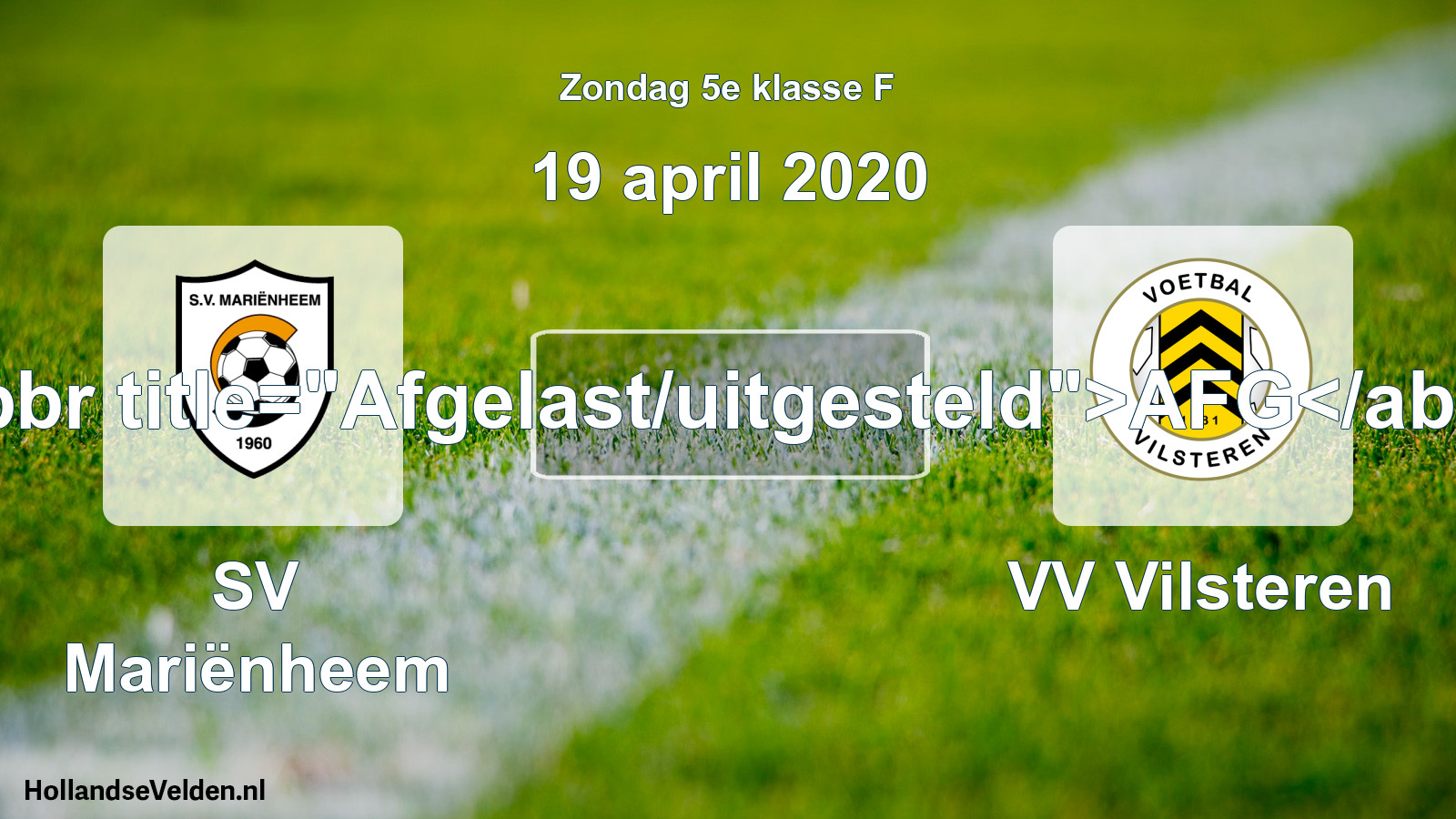 Scheduled Match: SV Mariënheem - VV Vilsteren (19 April 2020)