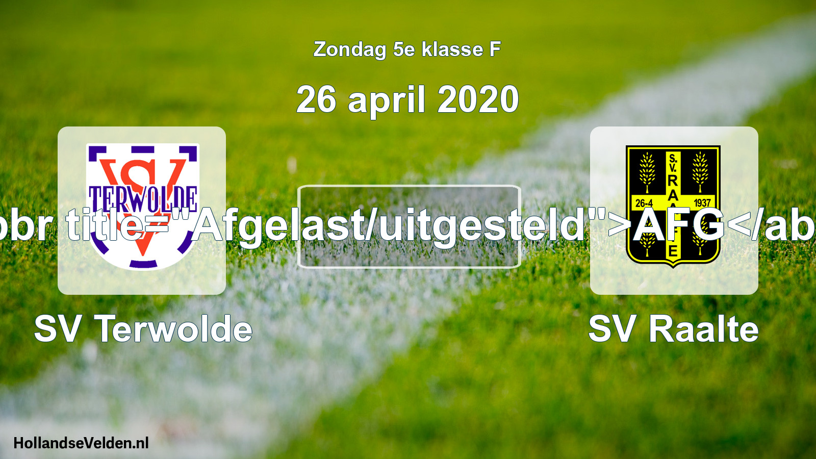 Scheduled Match: SV Terwolde - SV Raalte (26 April 2020)