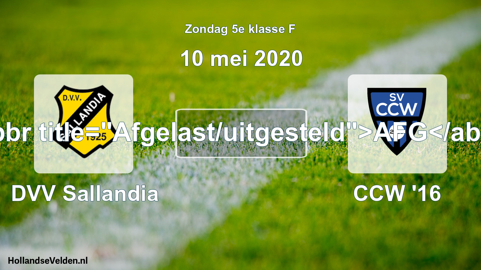 Scheduled Match: DVV Sallandia - CCW '16 (10 May 2020)