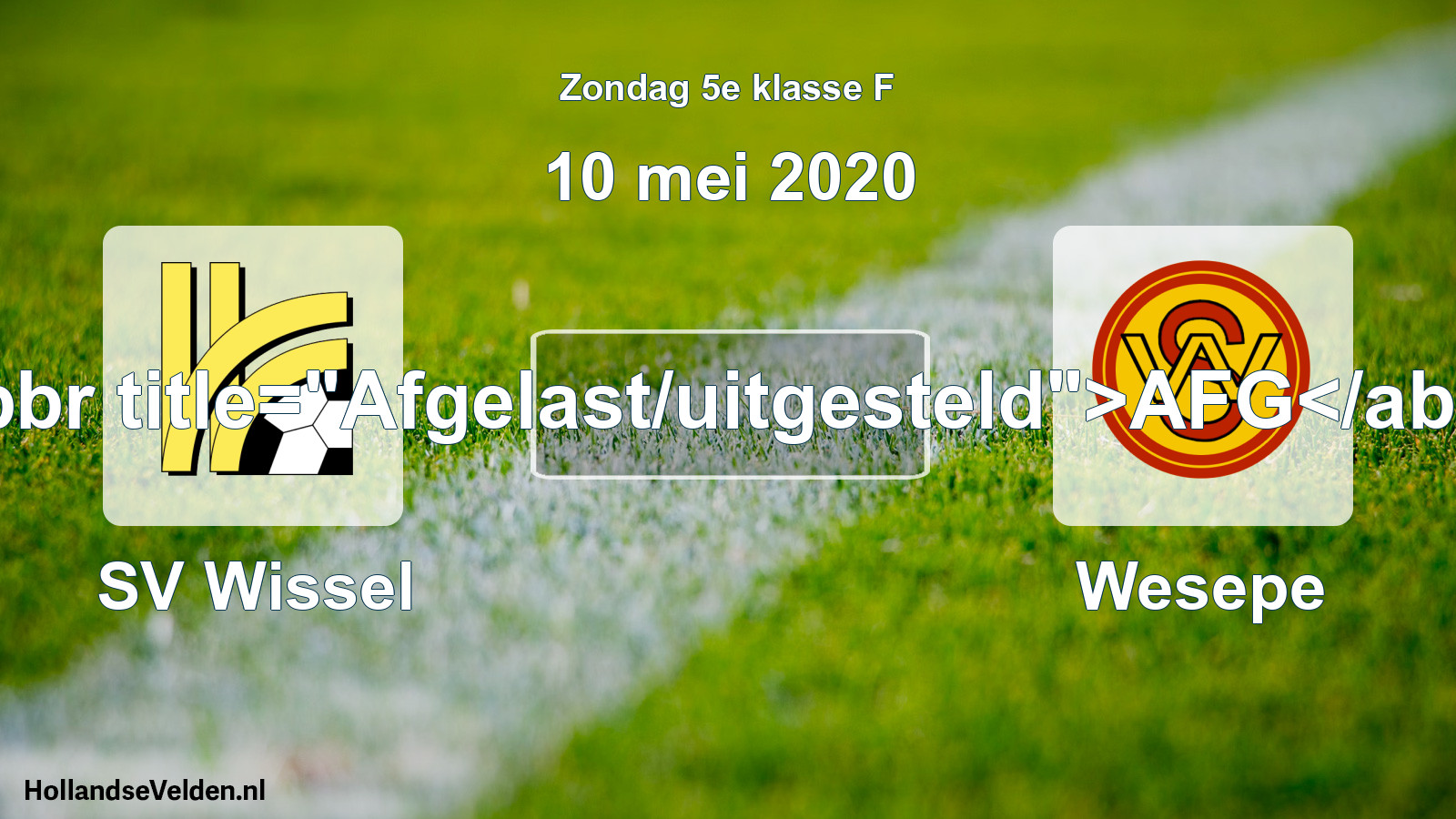 Scheduled Match: SV Wissel - Wesepe (10 May 2020)