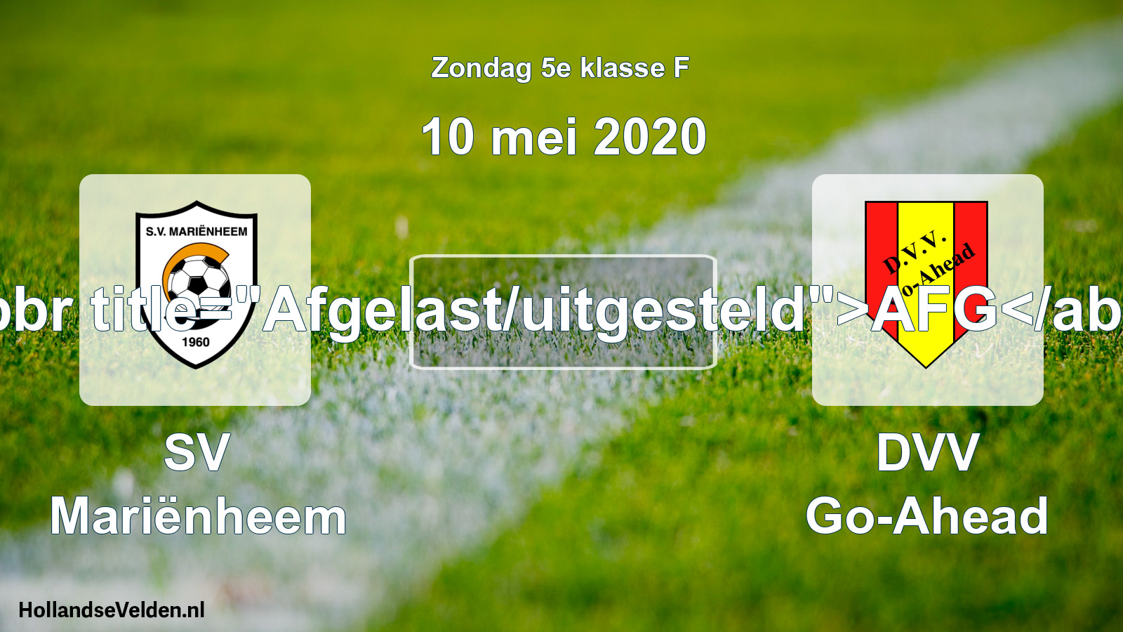 Scheduled Match: SV Mariënheem - DVV Go-Ahead (10 May 2020)