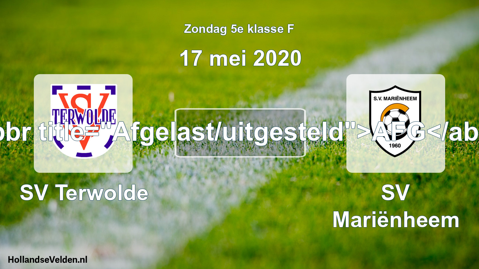 Scheduled Match: SV Terwolde - SV Mariënheem (17 May 2020)