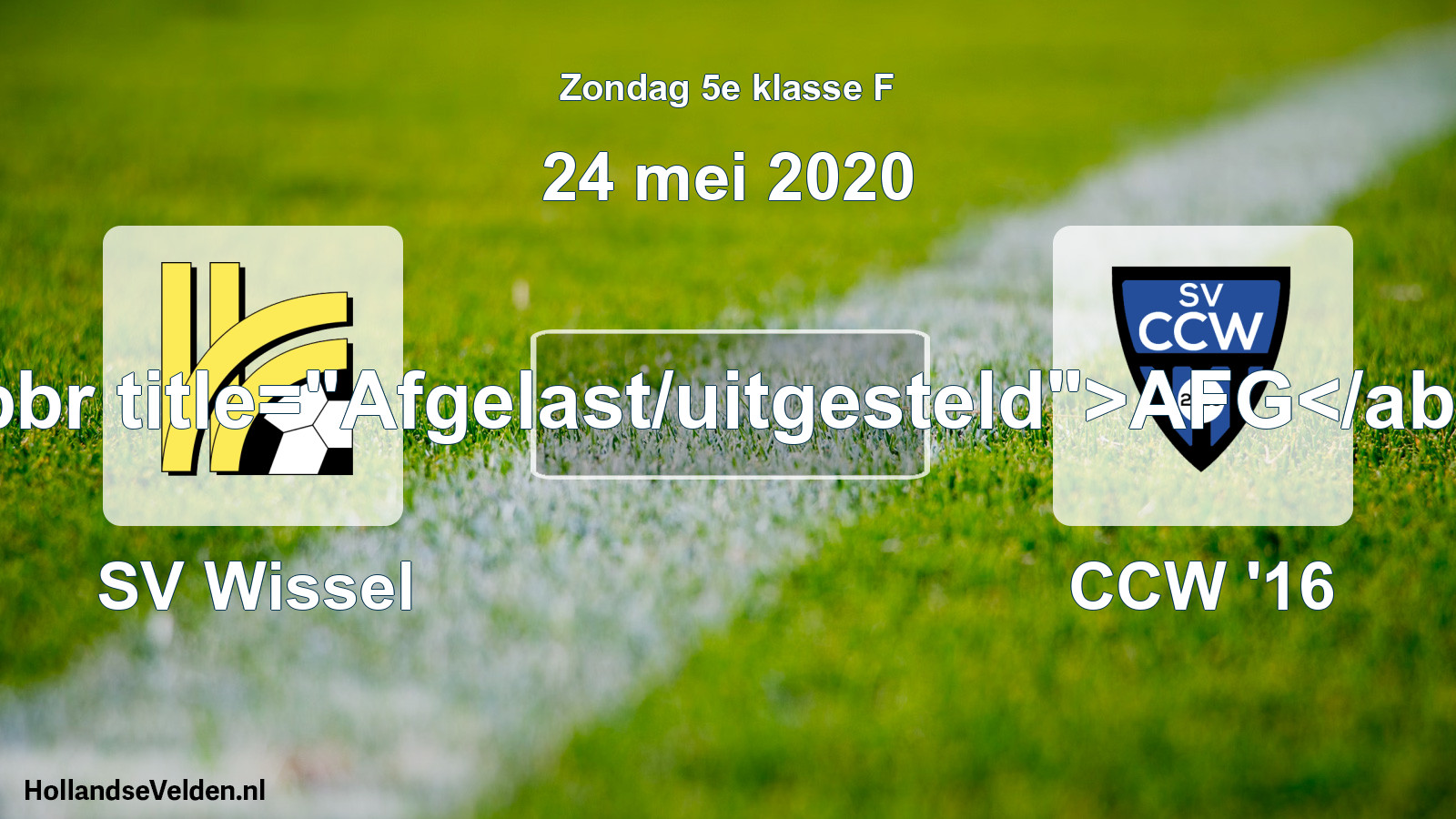 Scheduled Match: SV Wissel - CCW '16 (24 May 2020)