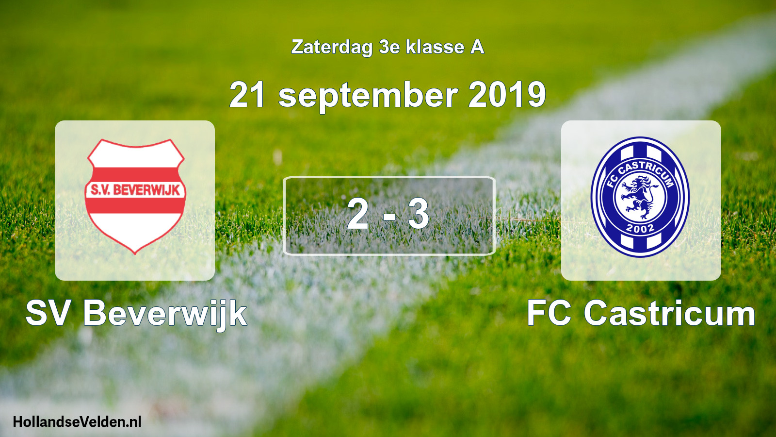 Total number of matches played: SV Beverwijk - FC Castricum 2 - 3 (21 September 2019)
