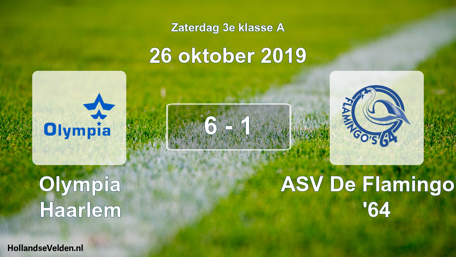 Total number of matches played: Olympia Haarlem - ASV De Flamingo's '64 6 - 1 (26 October 2019)