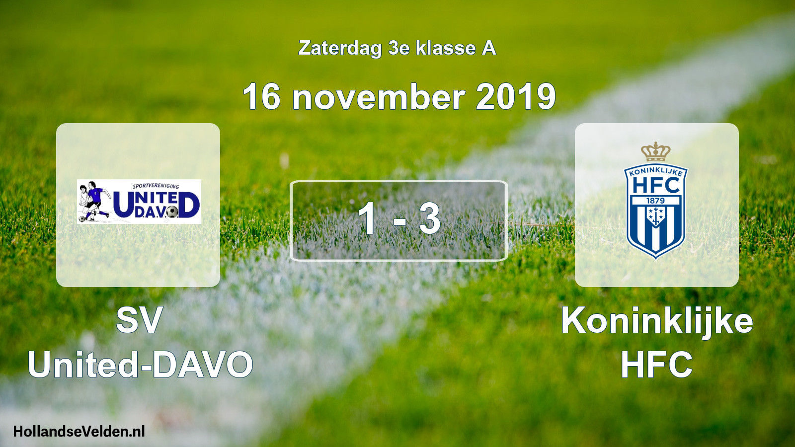 Total number of matches played: SV United-DAVO - Koninklijke HFC 1 - 3 (16 November 2019)