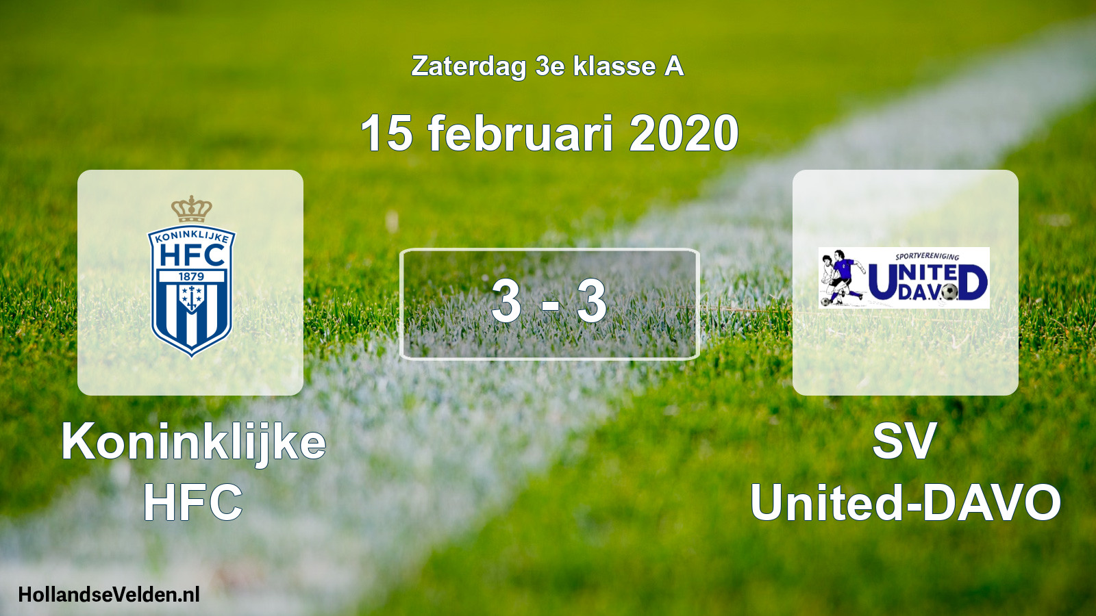 Total number of matches played: Koninklijke HFC - SV United-DAVO 3 - 3 (15 February 2020)