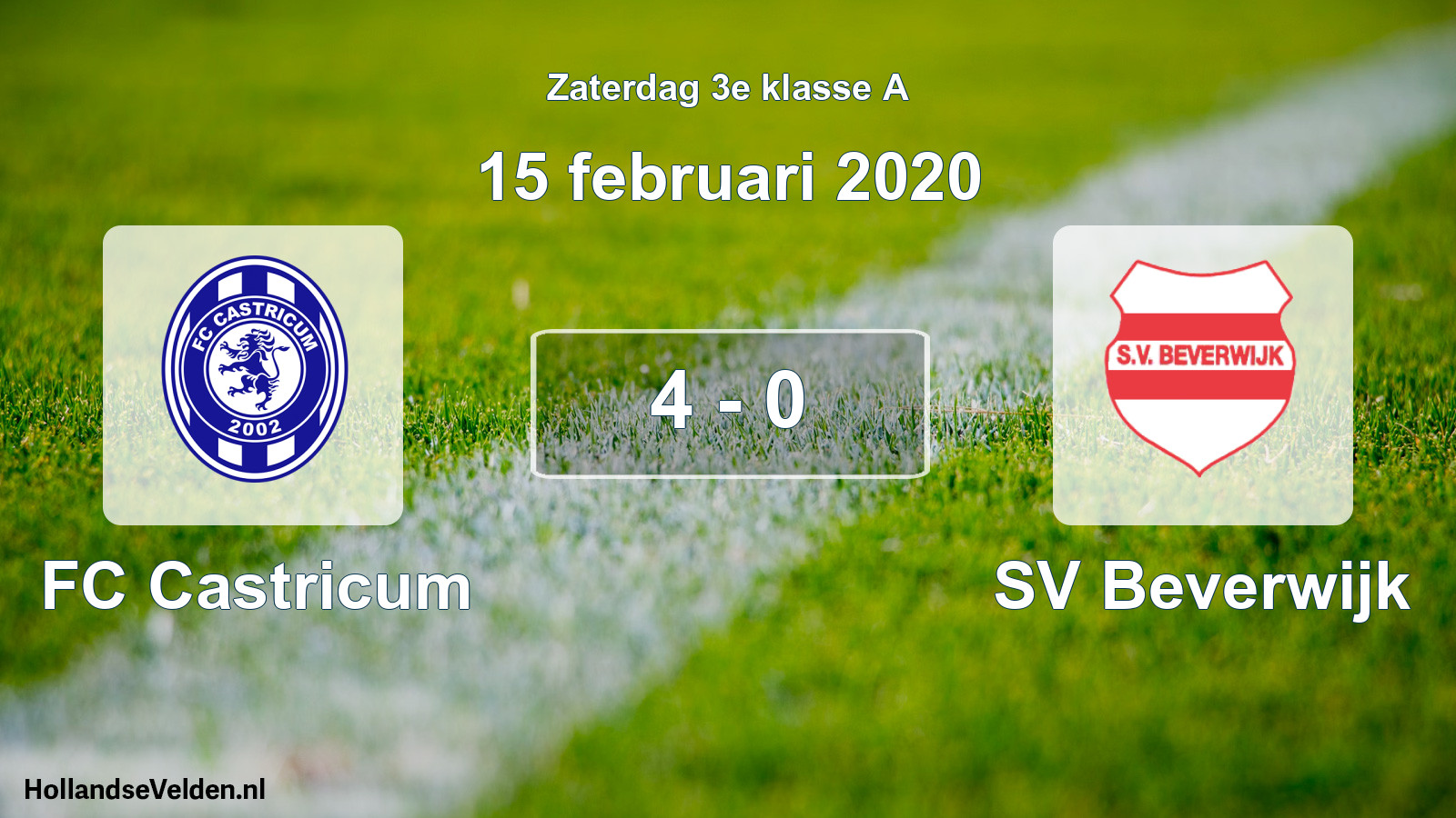 Total number of matches played: FC Castricum - SV Beverwijk 4 - 0 (15 February 2020)
