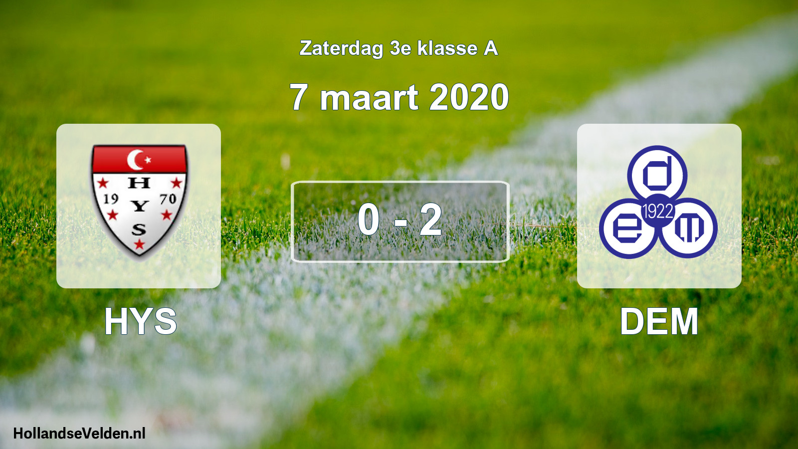 Total number of matches played: HYS - DEM 0 - 2 (7 March 2020)