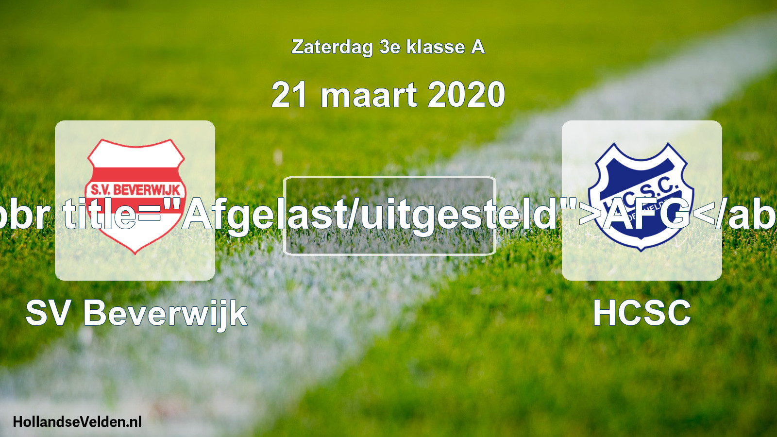 Scheduled Match: SV Beverwijk - HCSC (21 March 2020)