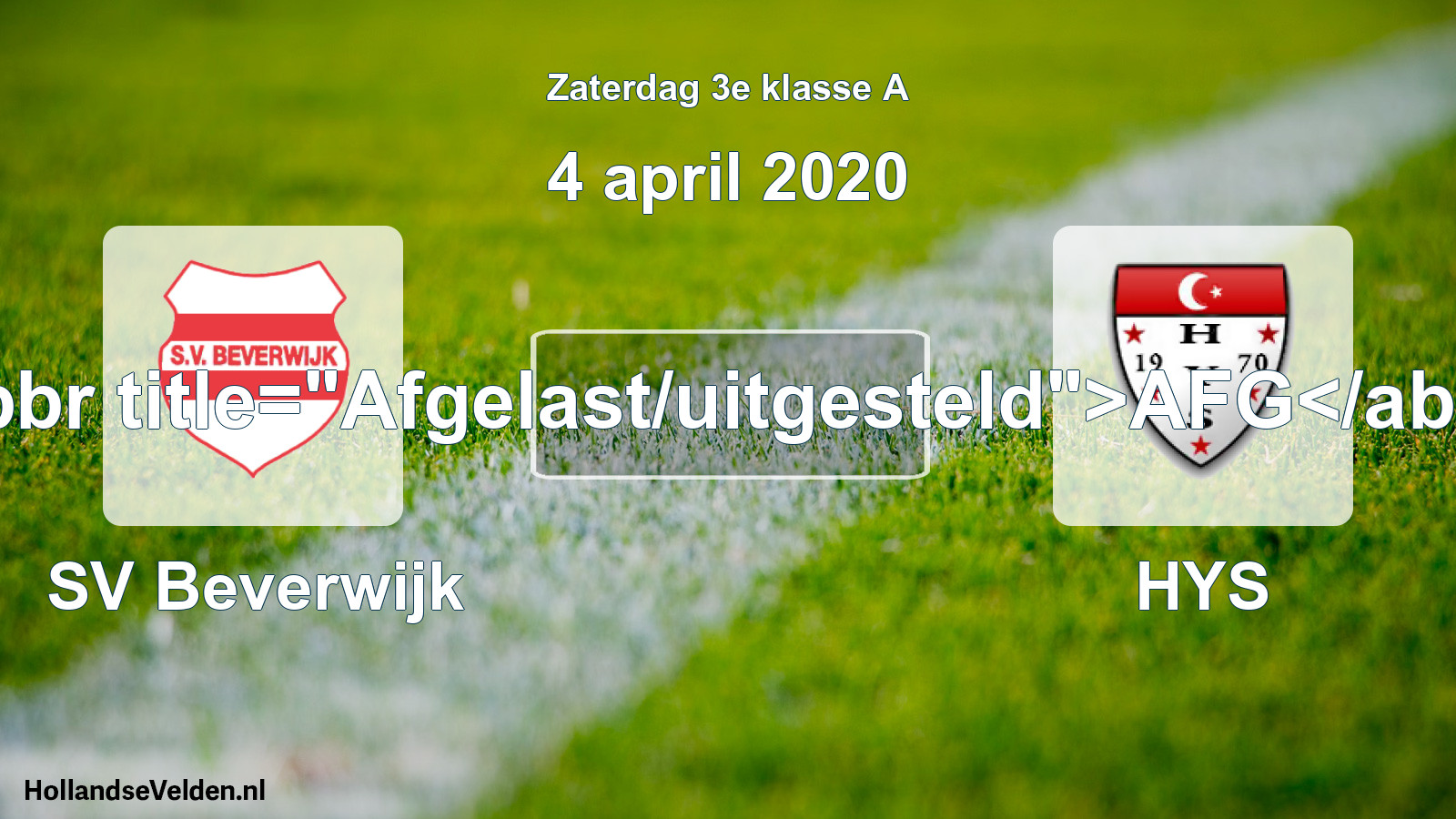 Scheduled Match: SV Beverwijk - HYS (4 April 2020)