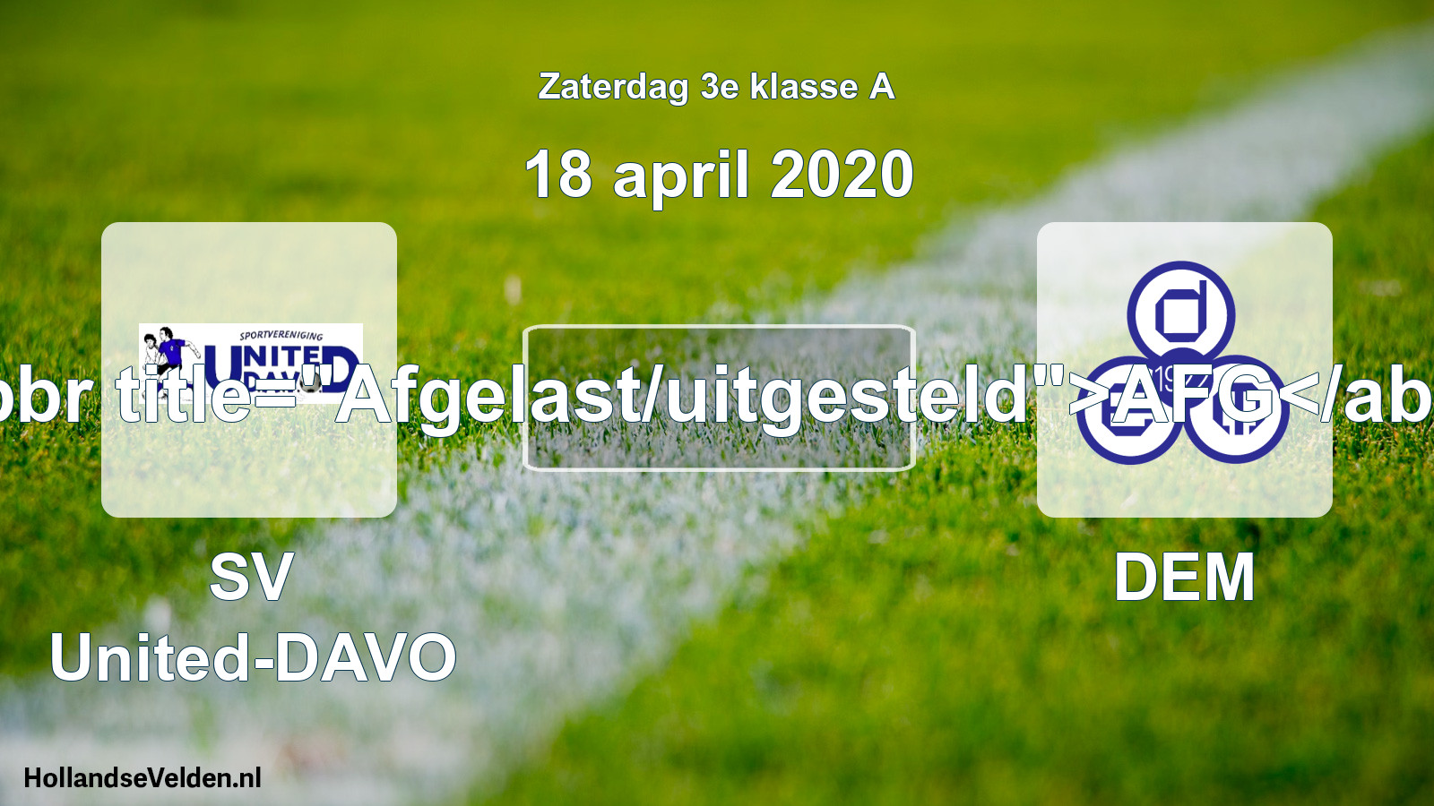 Scheduled Match: SV United-DAVO - DEM (18 April 2020)