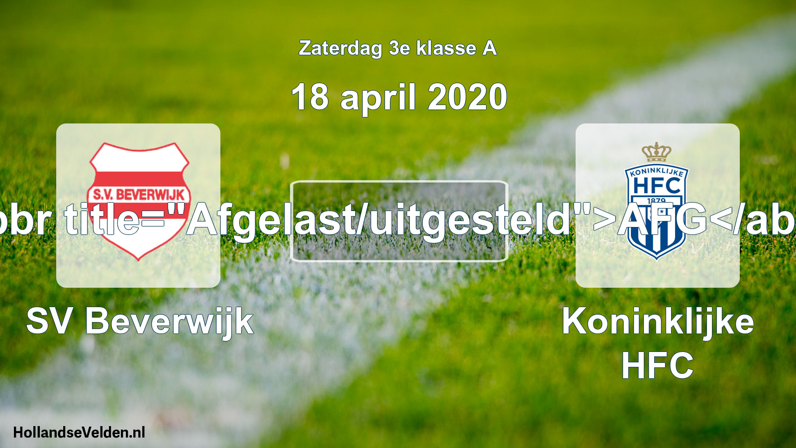 Scheduled Match: SV Beverwijk - Koninklijke HFC (18 April 2020)