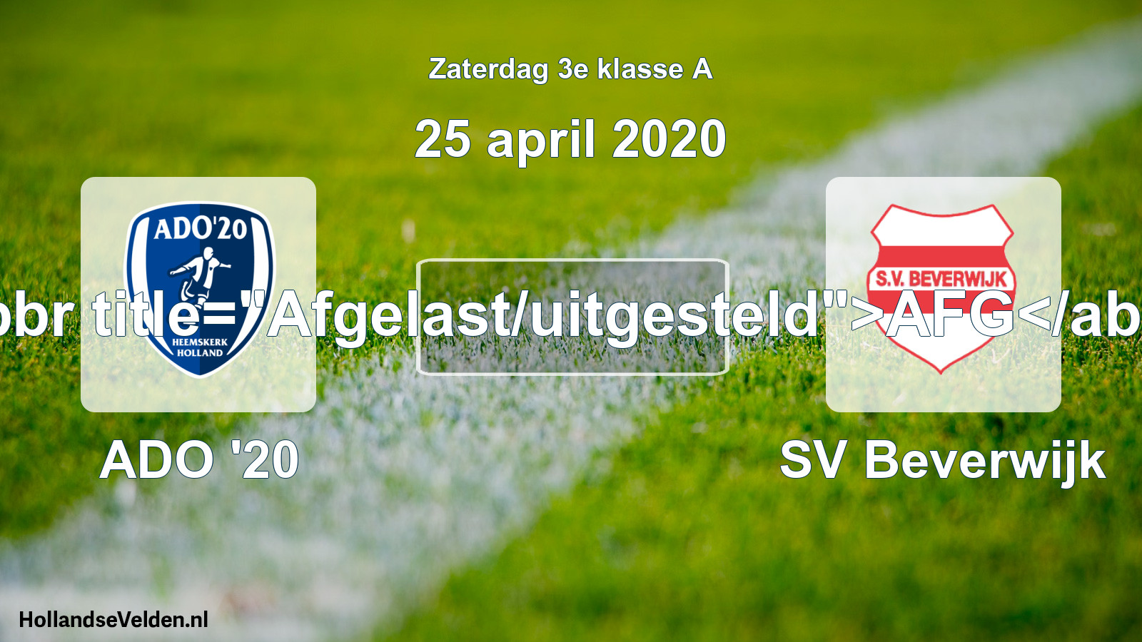 Scheduled Match: ADO '20 - SV Beverwijk (25 April 2020)