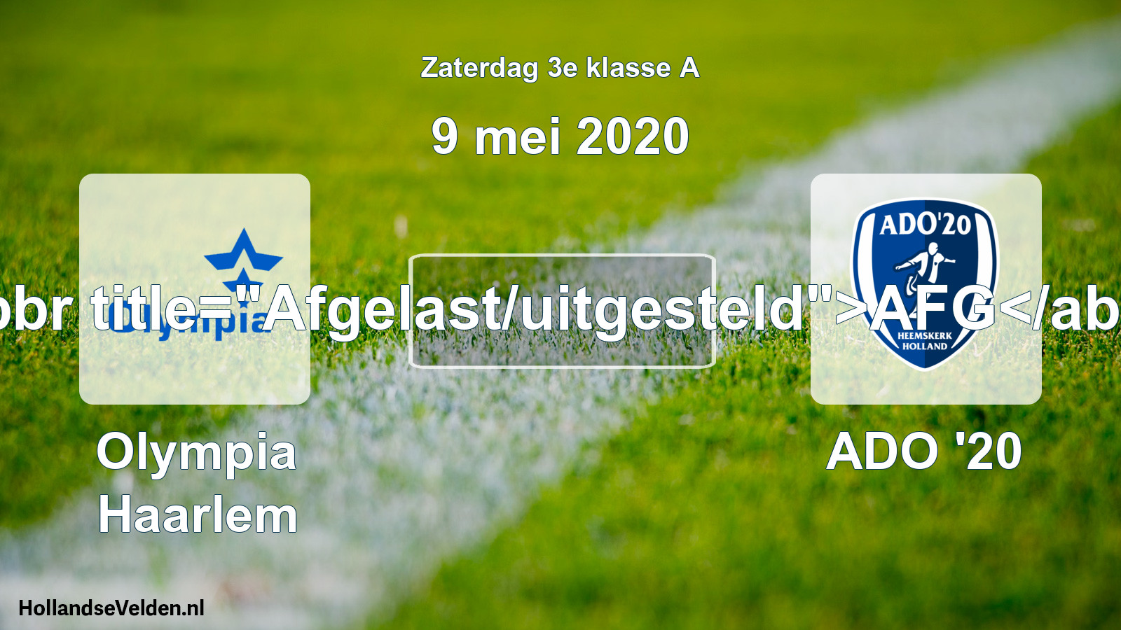 Scheduled Match: Olympia Haarlem - ADO '20 (9 May 2020)