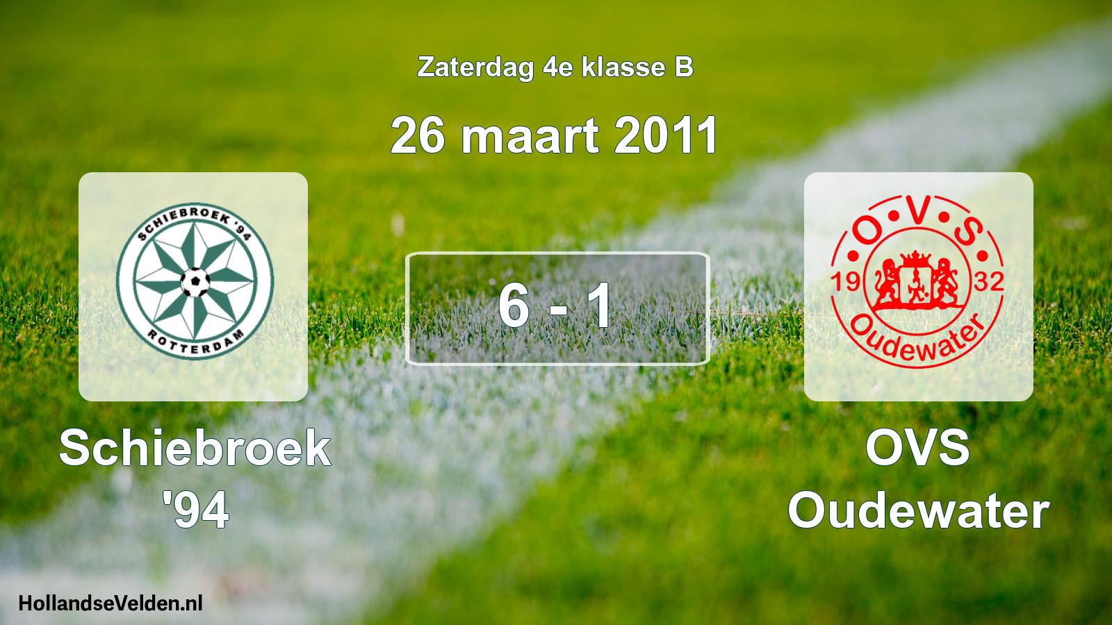 Total number of matches played: Schiebroek '94 - OVS Oudewater 6 - 1 (26 March 2011)