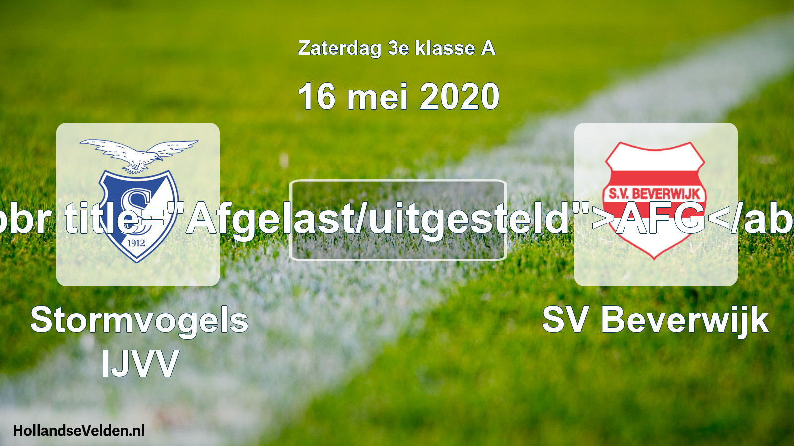 Scheduled Match: Stormvogels IJVV - SV Beverwijk (16 May 2020)
