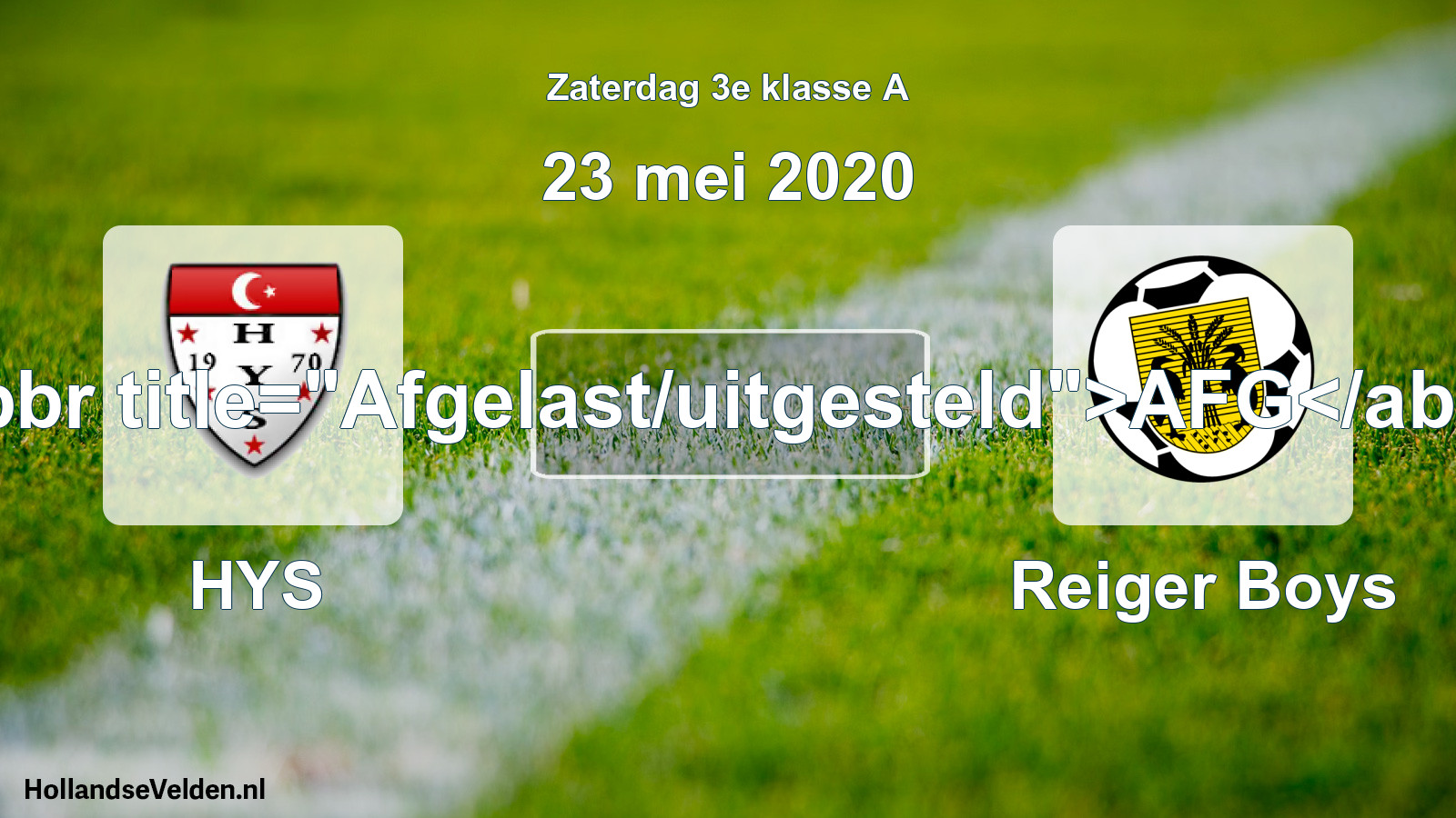 Scheduled Match: HYS - Reiger Boys (23 May 2020)