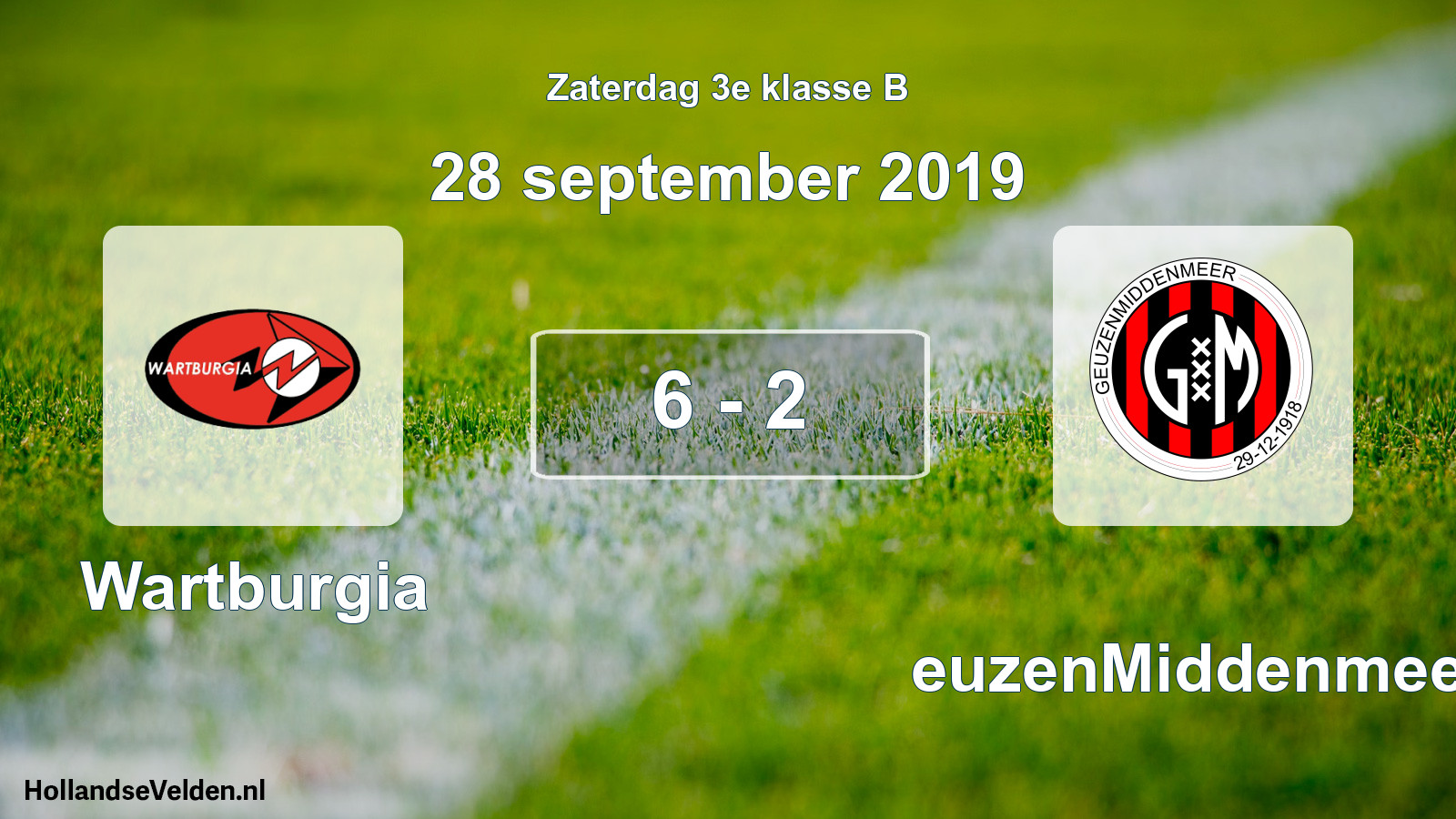 Total number of matches played: Wartburgia - GeuzenMiddenmeer 6 - 2 (28 September 2019)