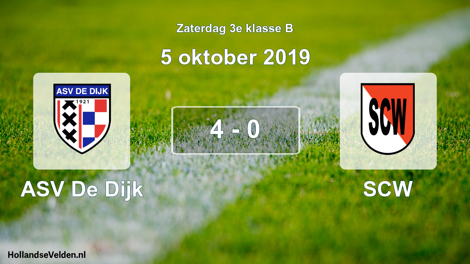 Total number of matches played: ASV De Dijk - SCW 4 - 0 (5 October 2019)