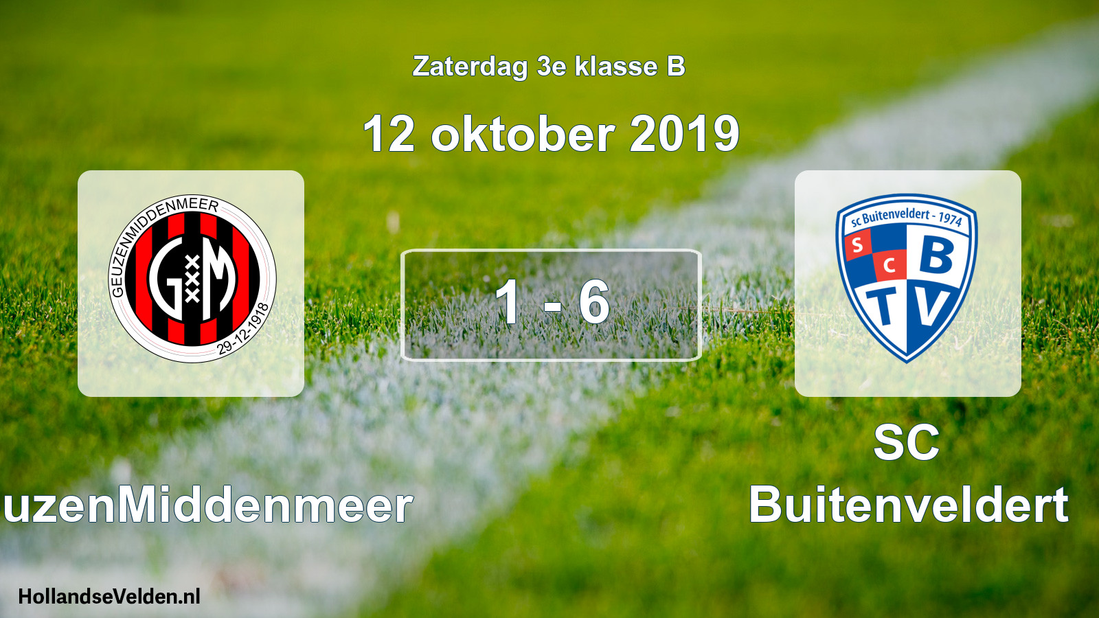 Total number of matches played: GeuzenMiddenmeer - SC Buitenveldert 1 - 6 (12 October 2019)
