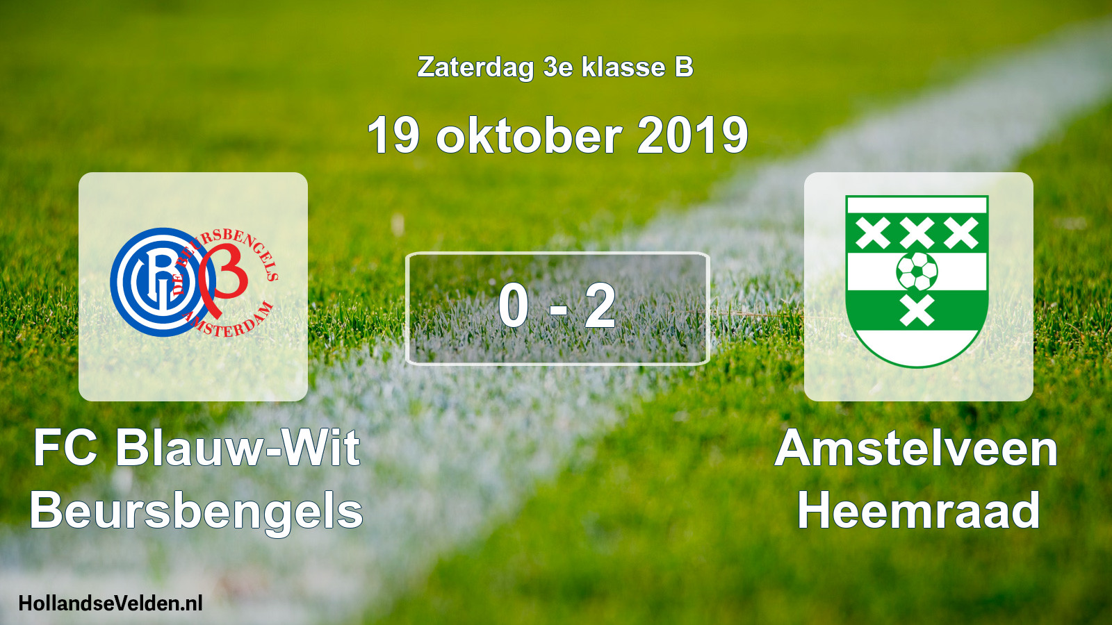 Total number of matches played: FC Blauw-Wit Beursbengels - Amstelveen Heemraad 0 - 2 (19 October 2019)
