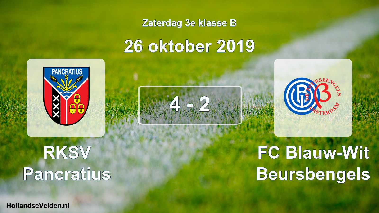 Total number of matches played: RKSV Pancratius - FC Blauw-Wit Beursbengels 4 - 2 (26 October 2019)