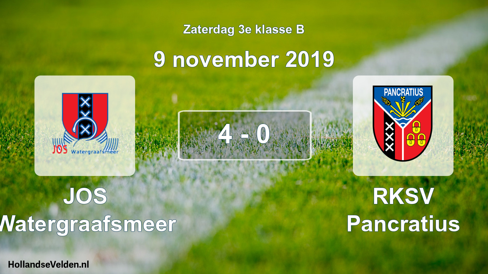 Total number of matches played: JOS Watergraafsmeer - RKSV Pancratius 4 - 0 (9 November 2019)