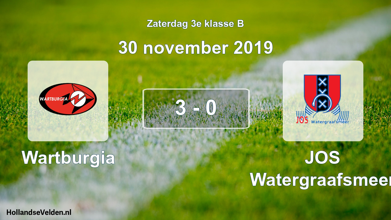 Total number of matches played: Wartburgia - JOS Watergraafsmeer 3 - 0 (30 November 2019)