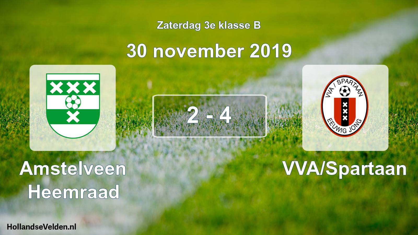 Total number of matches played: Amstelveen Heemraad - VVA/Spartaan 2 - 4 (30 November 2019)
