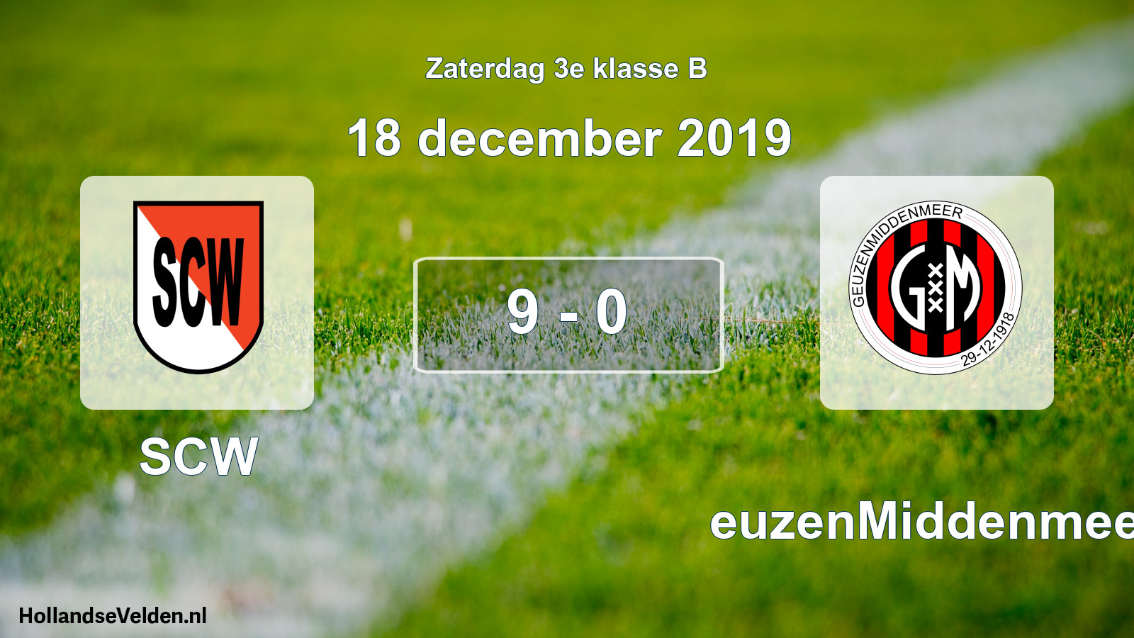 Total number of matches played: SCW - GeuzenMiddenmeer 9 - 0 (18 December 2019)