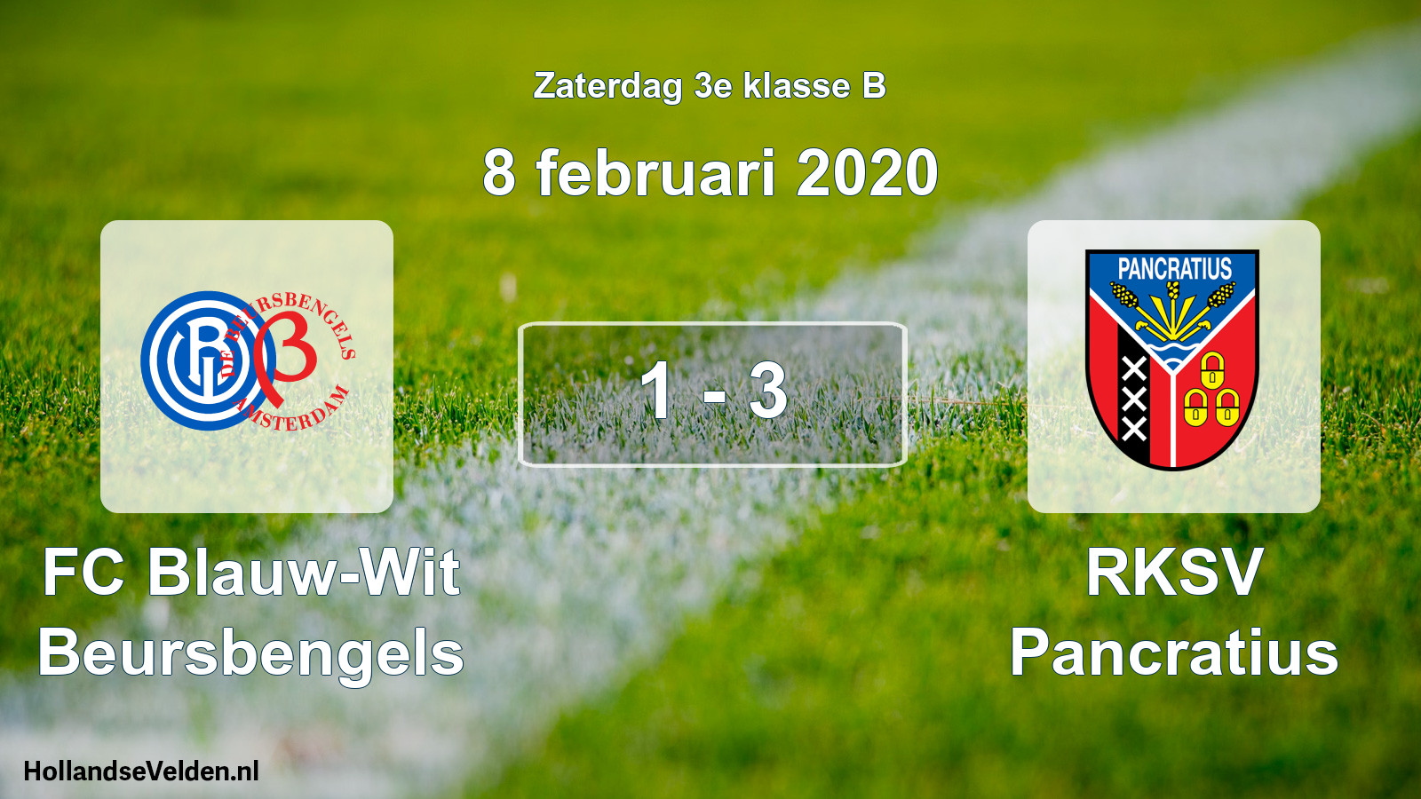 Total number of matches played: FC Blauw-Wit Beursbengels - RKSV Pancratius 1 - 3 (8 February 2020)