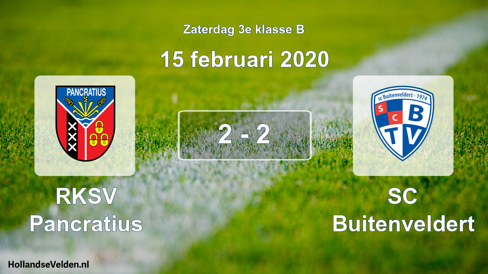 Total number of matches played: RKSV Pancratius - SC Buitenveldert 2 - 2 (15 February 2020)