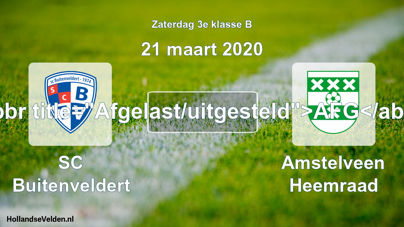 Scheduled Match: SC Buitenveldert - Amstelveen Heemraad (21 March 2020)