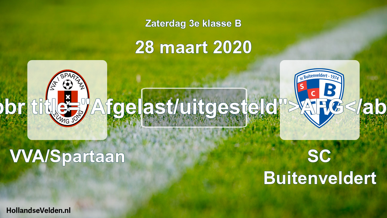 Scheduled Match: VVA/Spartaan - SC Buitenveldert (28 March 2020)