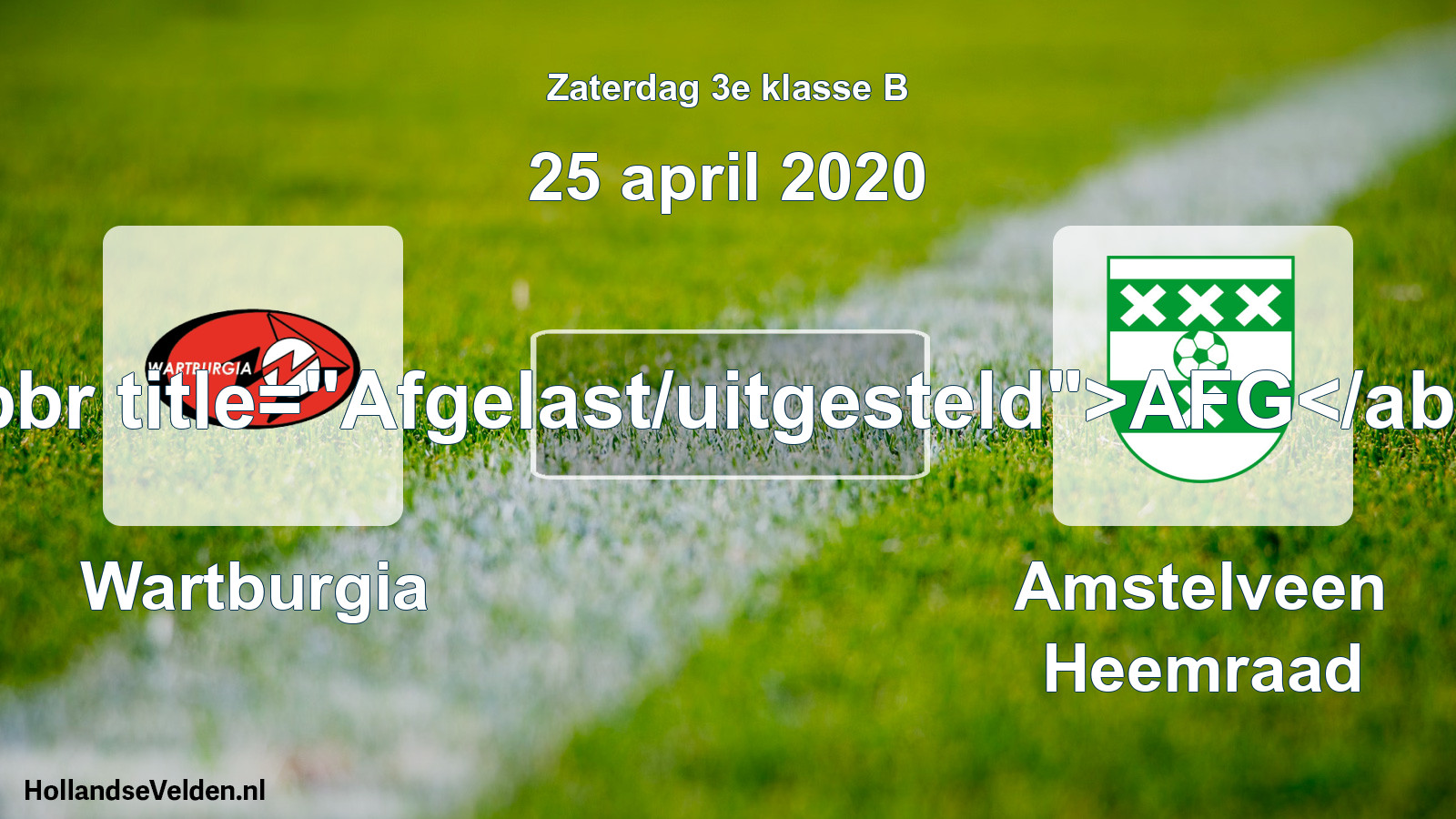 Scheduled Match: Wartburgia - Amstelveen Heemraad (25 April 2020)