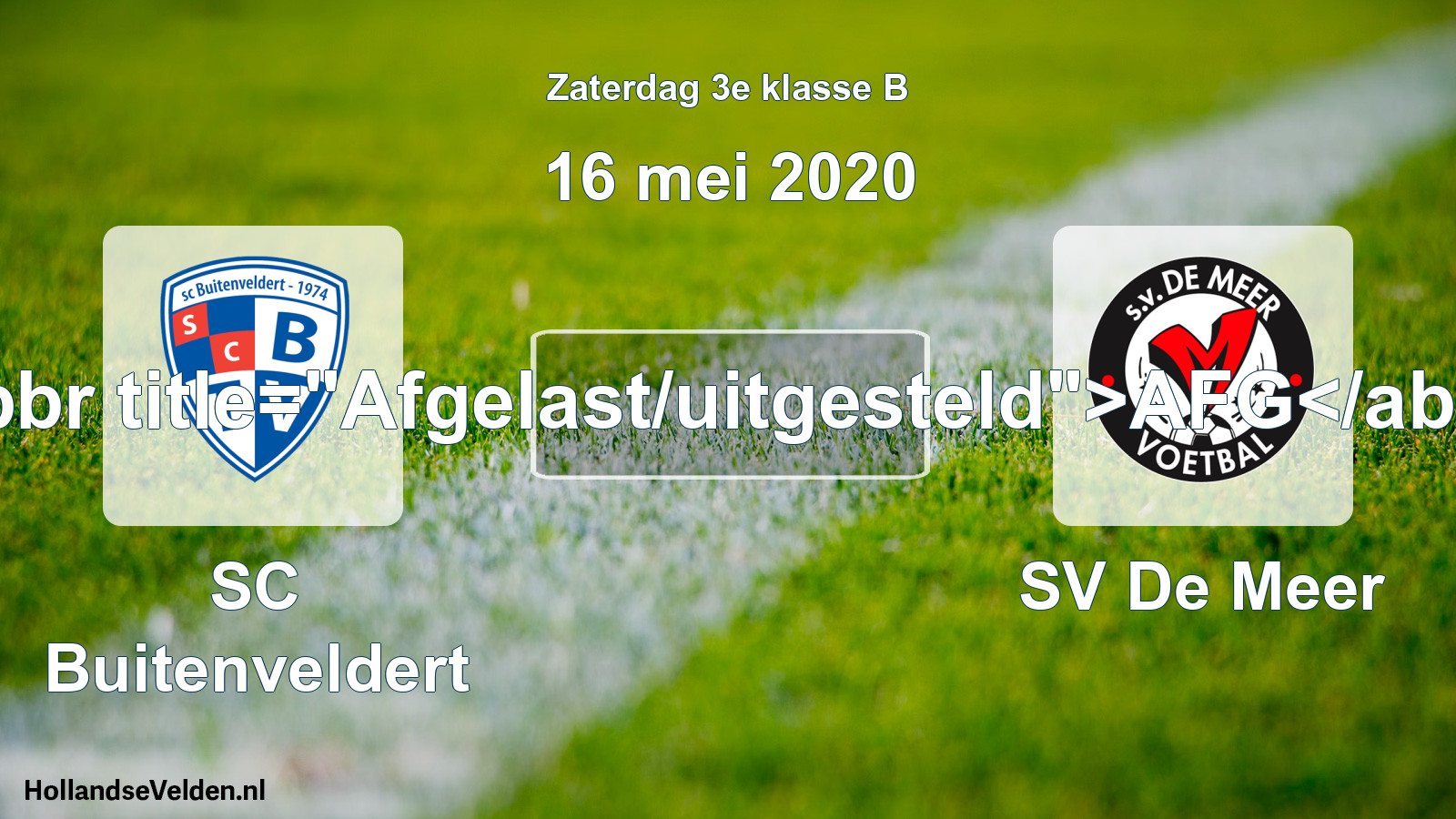 Scheduled Match: SC Buitenveldert - SV De Meer (16 May 2020)