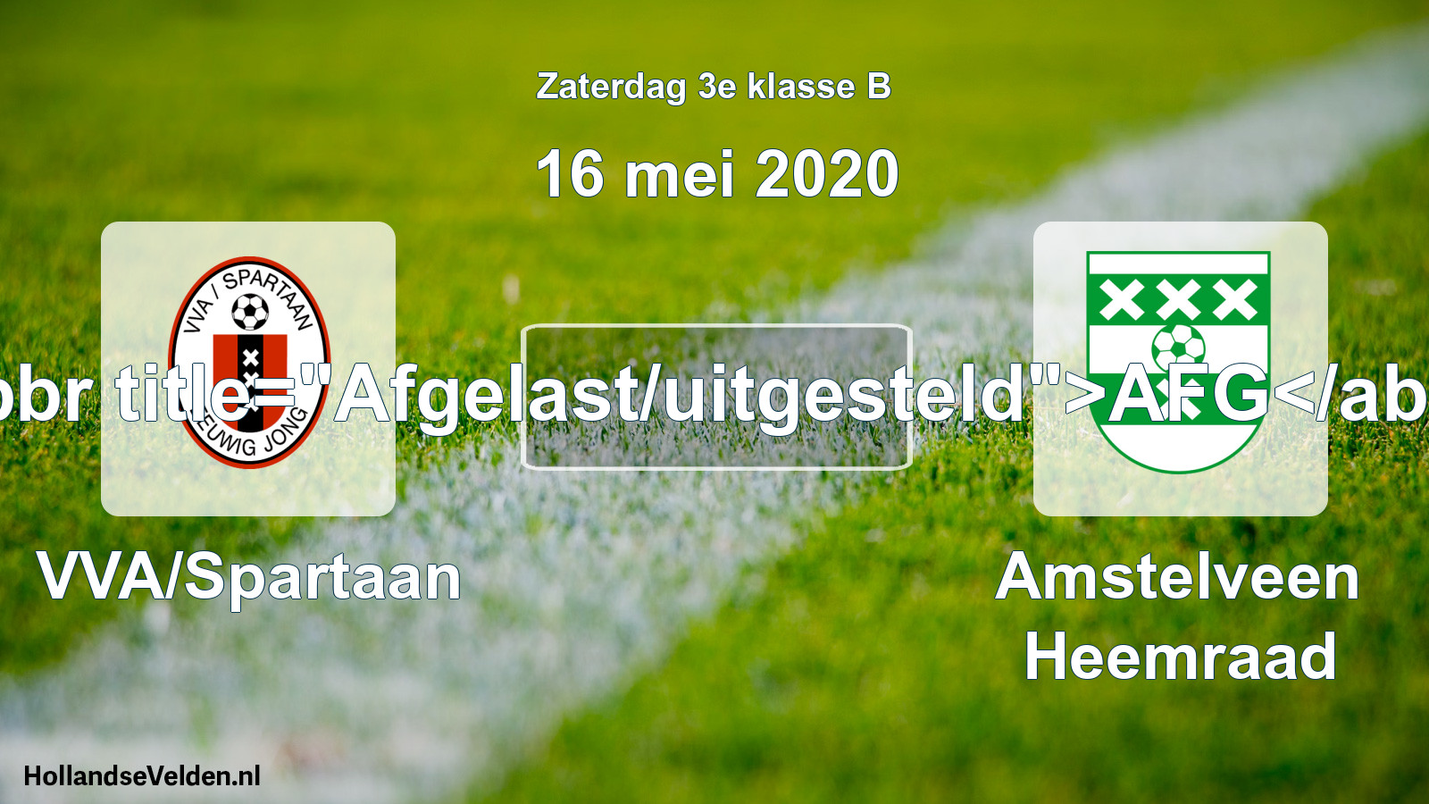Scheduled Match: VVA/Spartaan - Amstelveen Heemraad (16 May 2020)