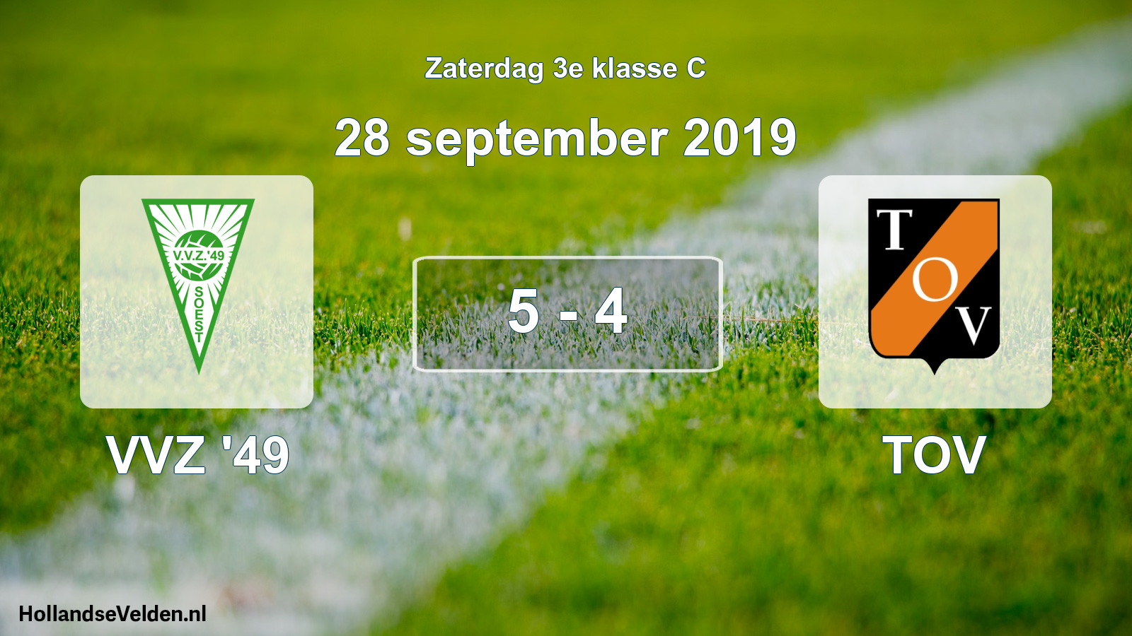 Total number of matches played: VVZ '49 - TOV 5 - 4 (28 September 2019)