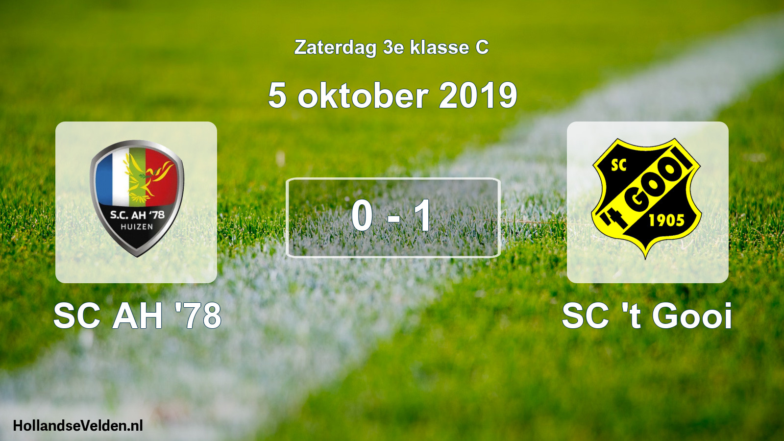 Total number of matches played: SC AH '78 - SC 't Gooi 0 - 1 (5 October 2019)