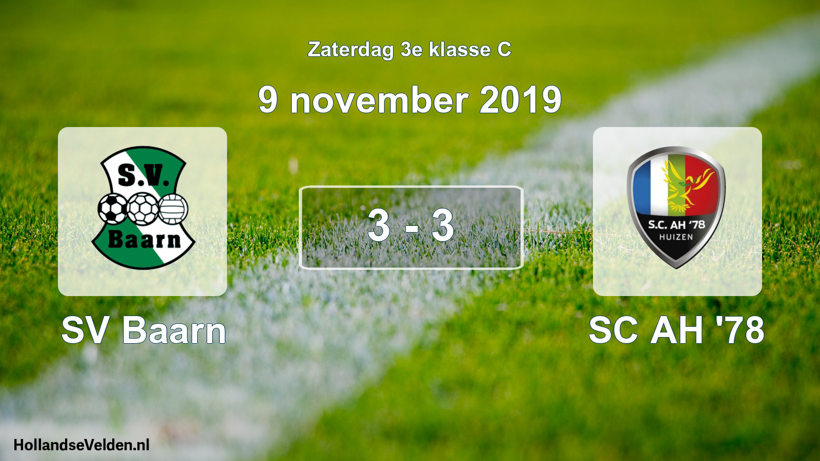 Total number of matches played: SV Baarn - SC AH '78 3 - 3 (9 November 2019)